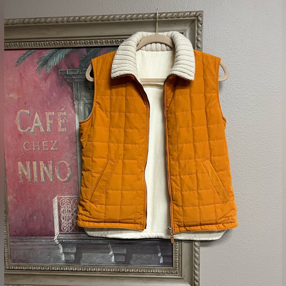 Fedeli Orange Quilted Cashmere Reversible Vest EU 44 (US size Medium)